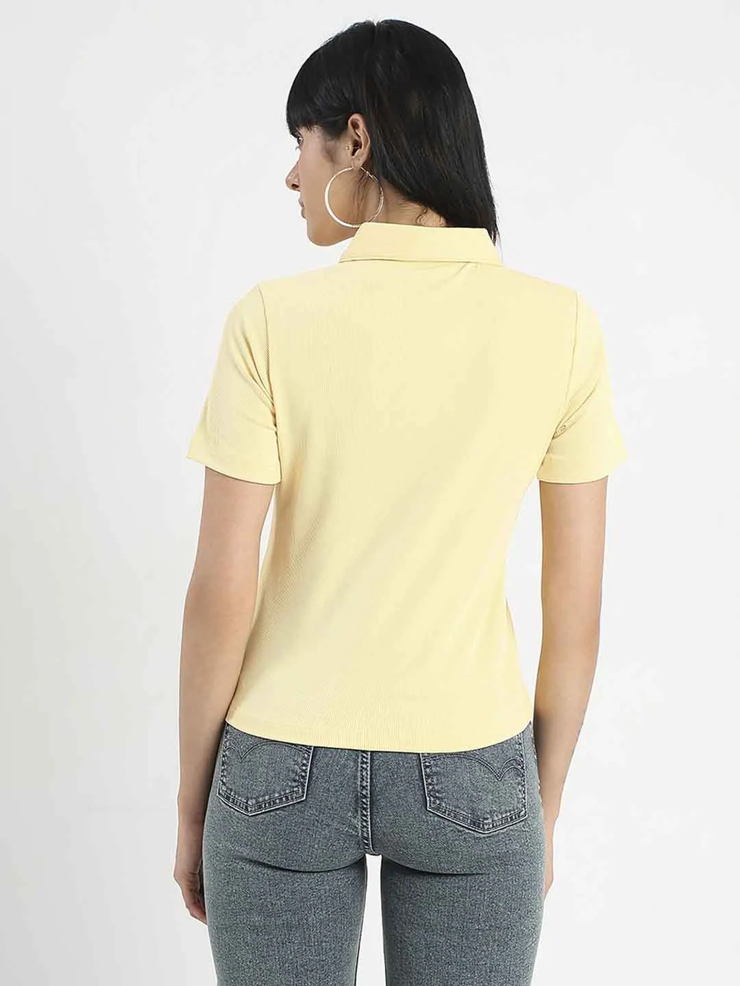 Comfy Layer Madame Solid Yellow Polo Pique T-Shirt