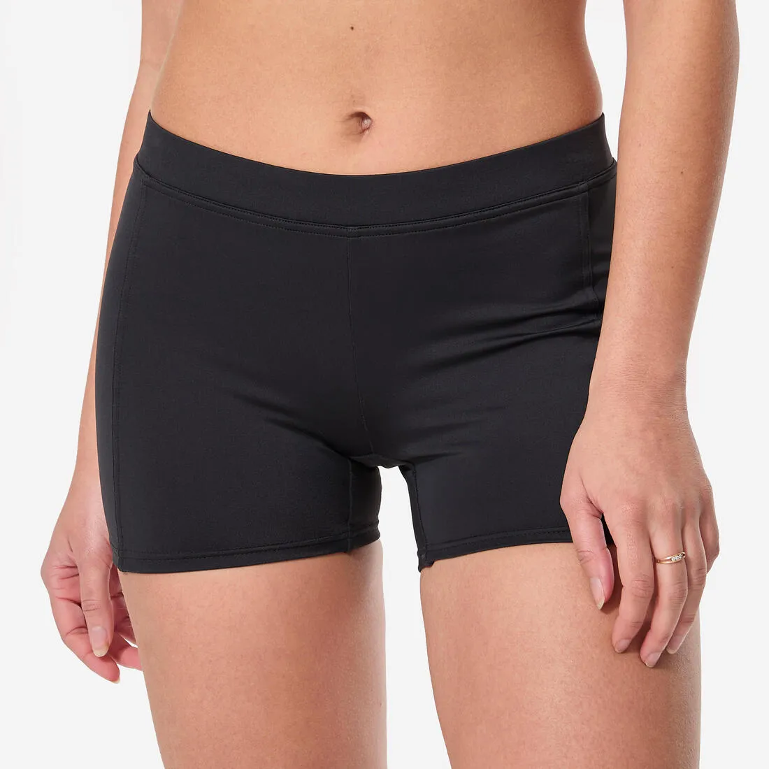 Rash Free Fabric Quick Release Buckle Braga bikini short Mujer negro