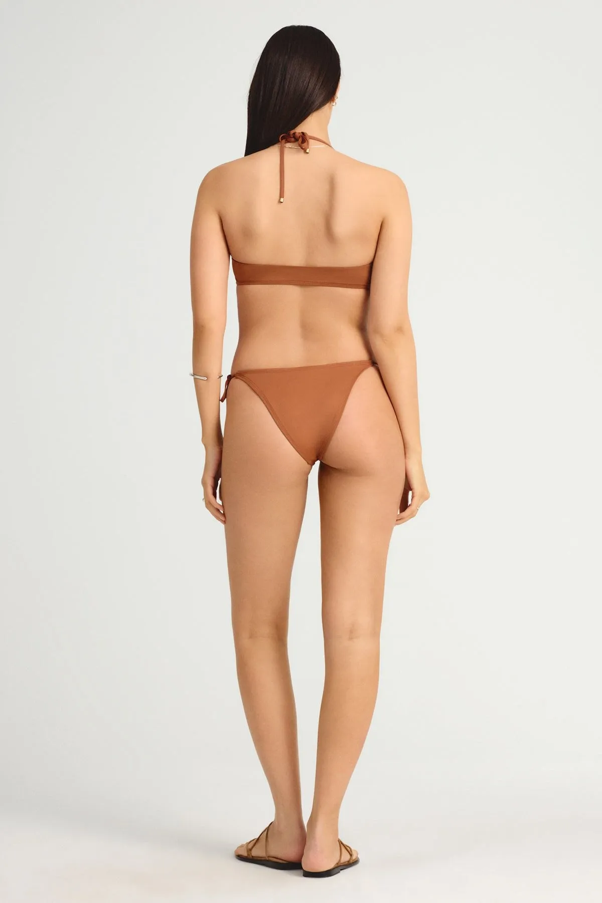 Mesh Ventilation Panels Tagless Comfort Finish Upcycled Scoop Bralette Top - Bourbon EcoLux