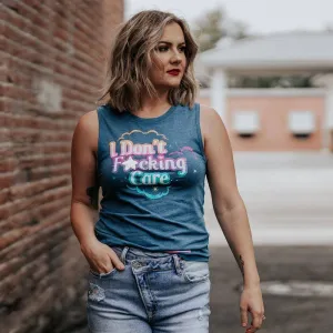 SoftTouch Surface Women's I Don't F*cking Care Everyday Tank - Heather Blue