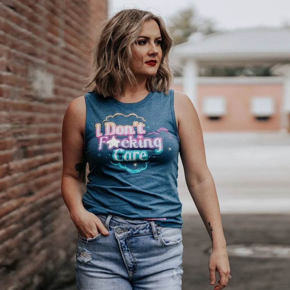 SoftTouch Surface Women's I Don't F*cking Care Everyday Tank - Heather Blue