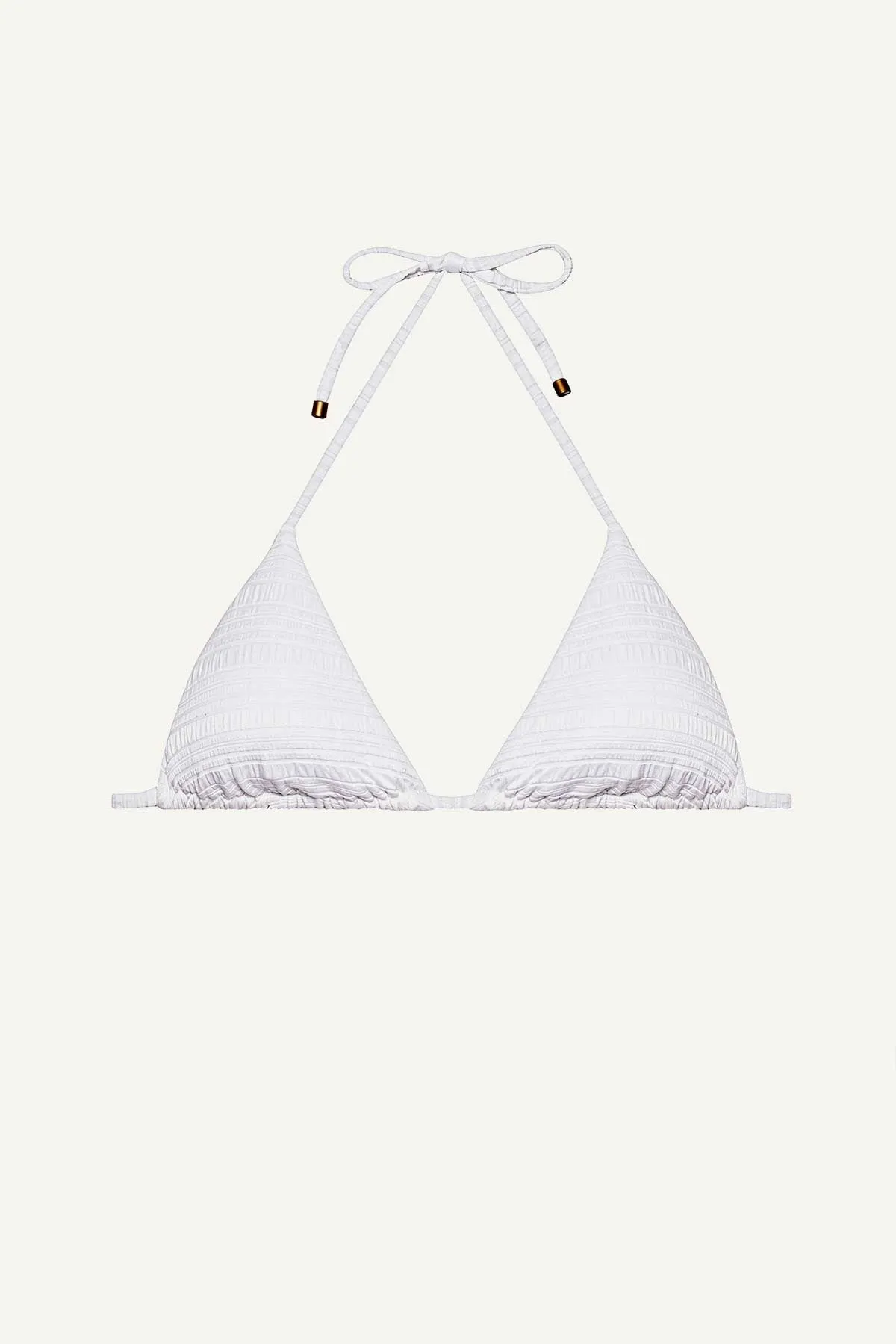 Gia Triangle Top - White Seersucker Stripe Quick Dry Fabric