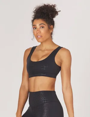 Non-Binding Band Glyder Low Scoop-back Splendid Bra - Black Gator Evidence