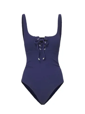 Taylor One Piece In Navy Texture Shimmer-Effect Loose Fit