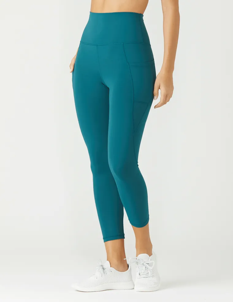 Glyder Top Notch 7/8 Fitness Leggings - Dark Teal Soft Touch Travel Enthusiast Pocket Design