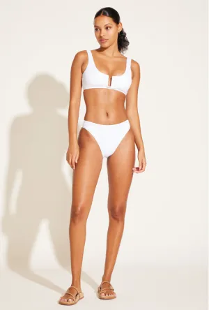 Cali High Leg Full Bottom - White EcoRib BT Quick Dry Fabric