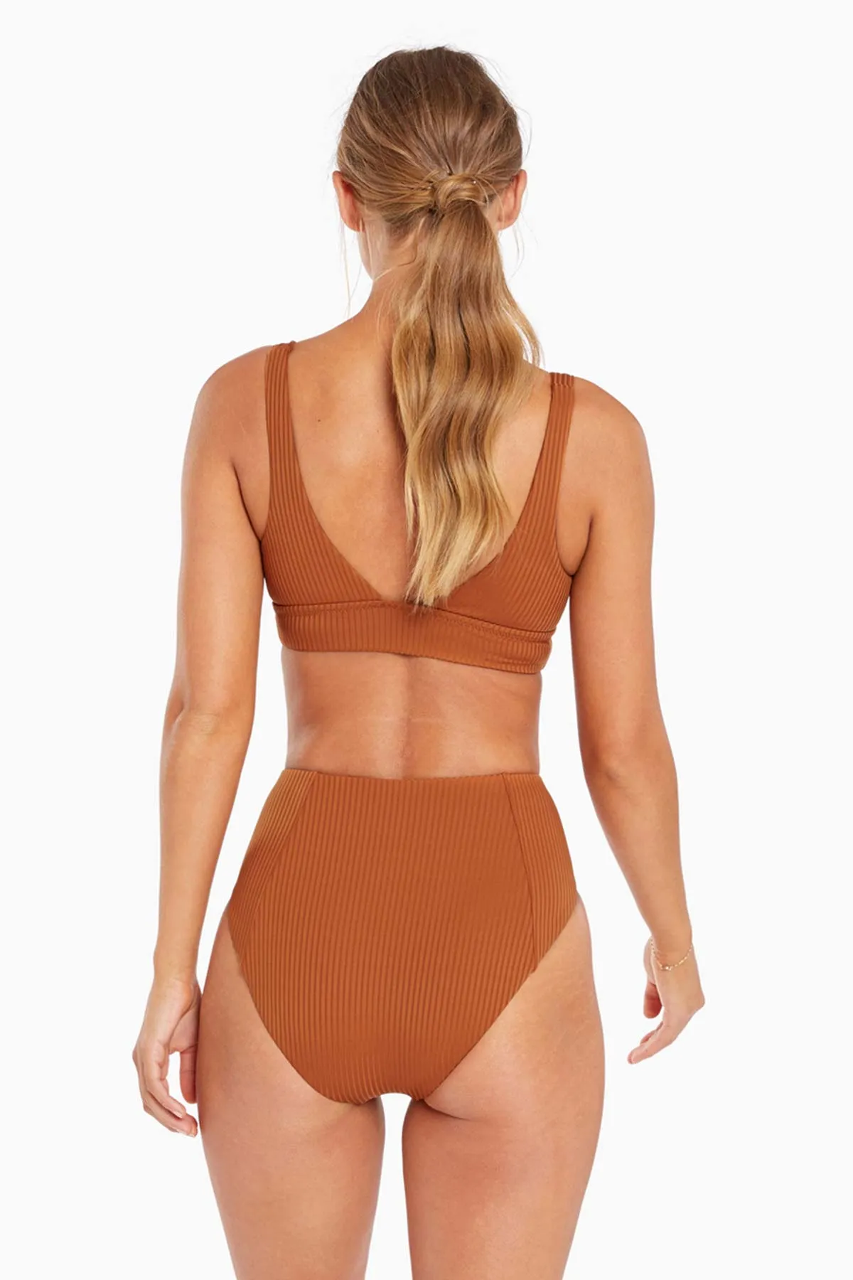 Tagless Design Ultra Fine Mesh Insert Sienna High Waist Bottom - Chai EcoRib