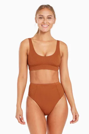 Adjustable Straps Supportive Underband Sienna High Waist Bottom - Chai EcoRib