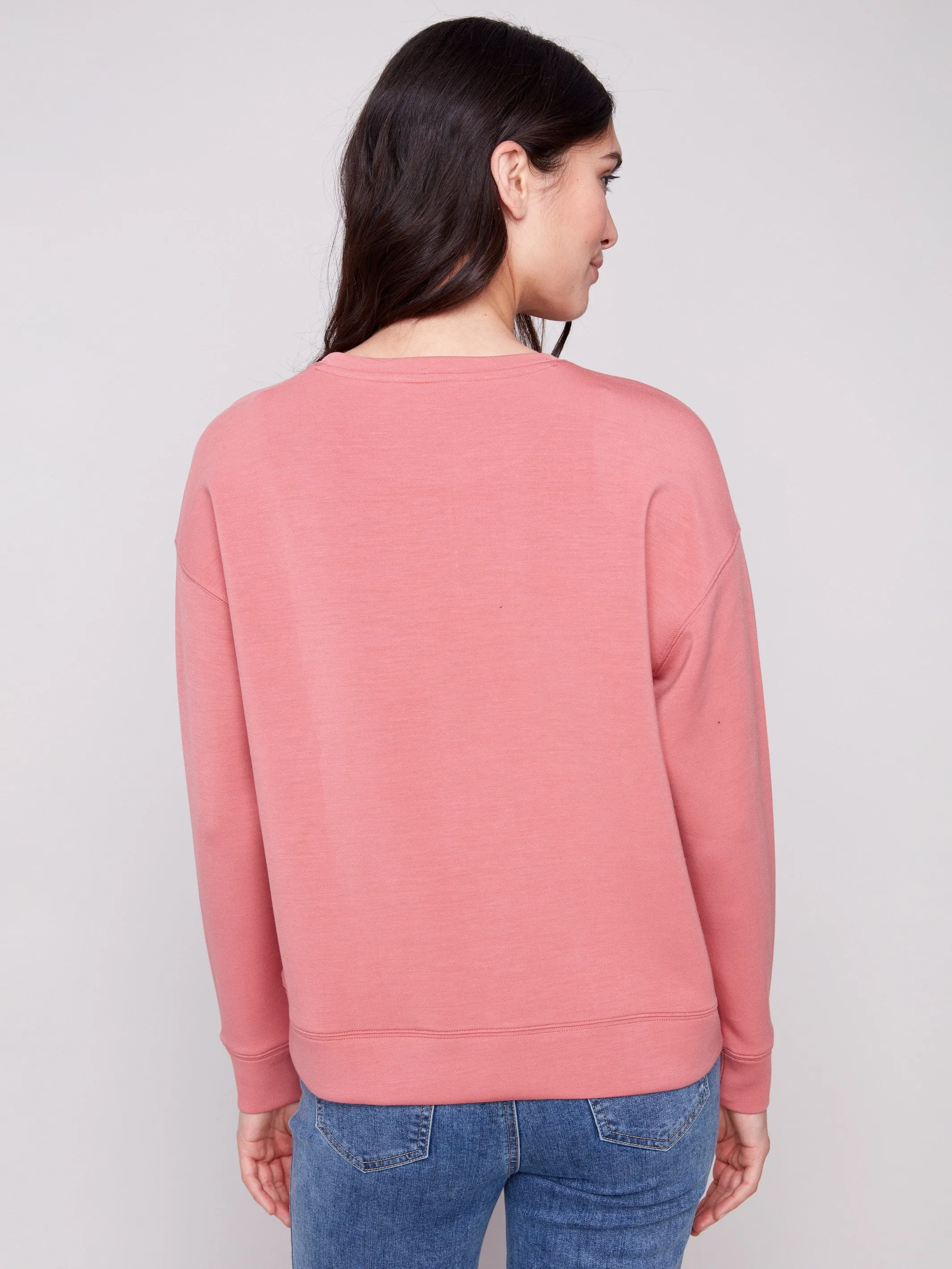 Scuba Knit Top with Soutache Detail - Primrose Relaxed Look
