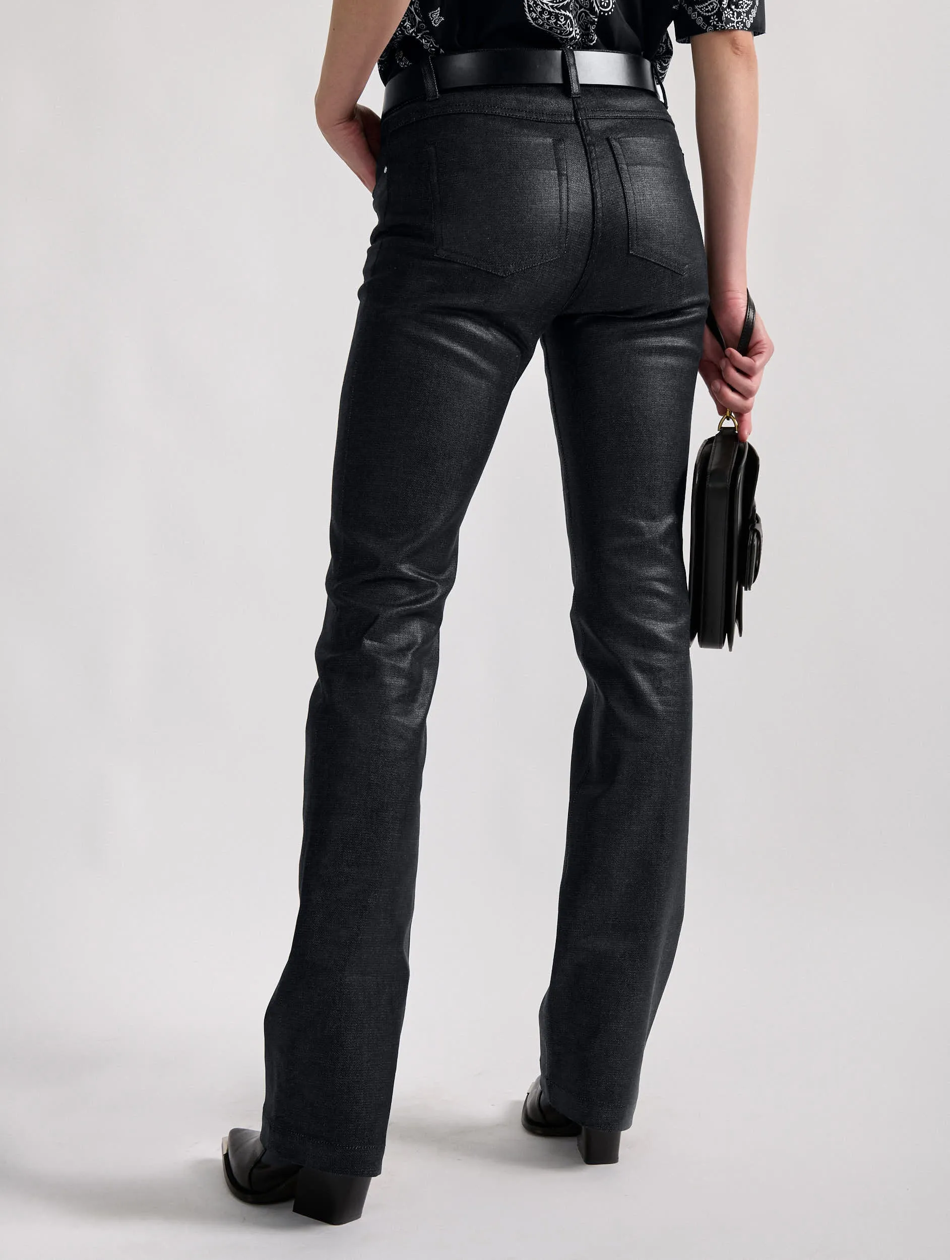 Multi Pocket Design Black resin denim 5-pocket straight fit jeans