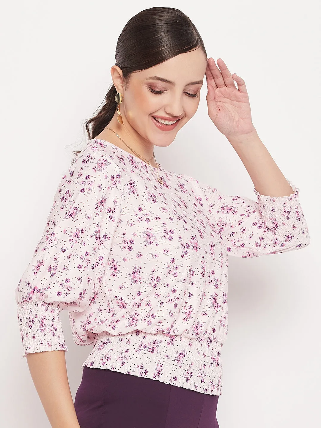 Madame Pink Elasticated Waist Cotton Floral Top Cozy Cardigan Outdoor Footwear