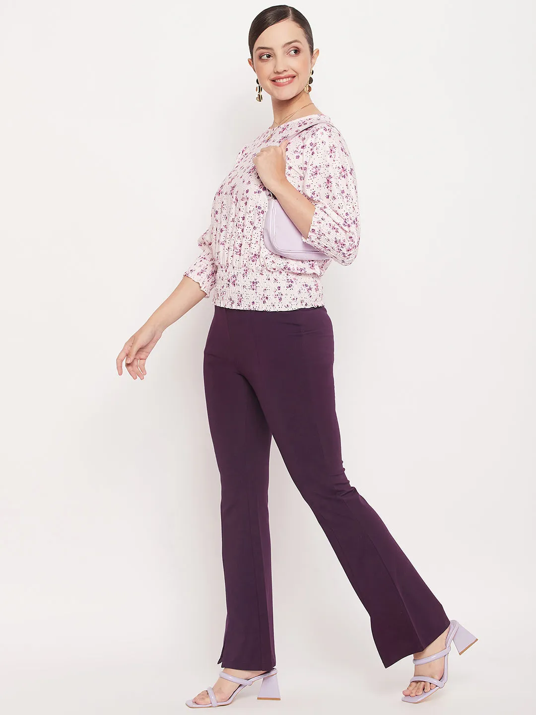 Kind Soul Outdoor Apparel Madame Pink Elasticated Waist Cotton Floral Top