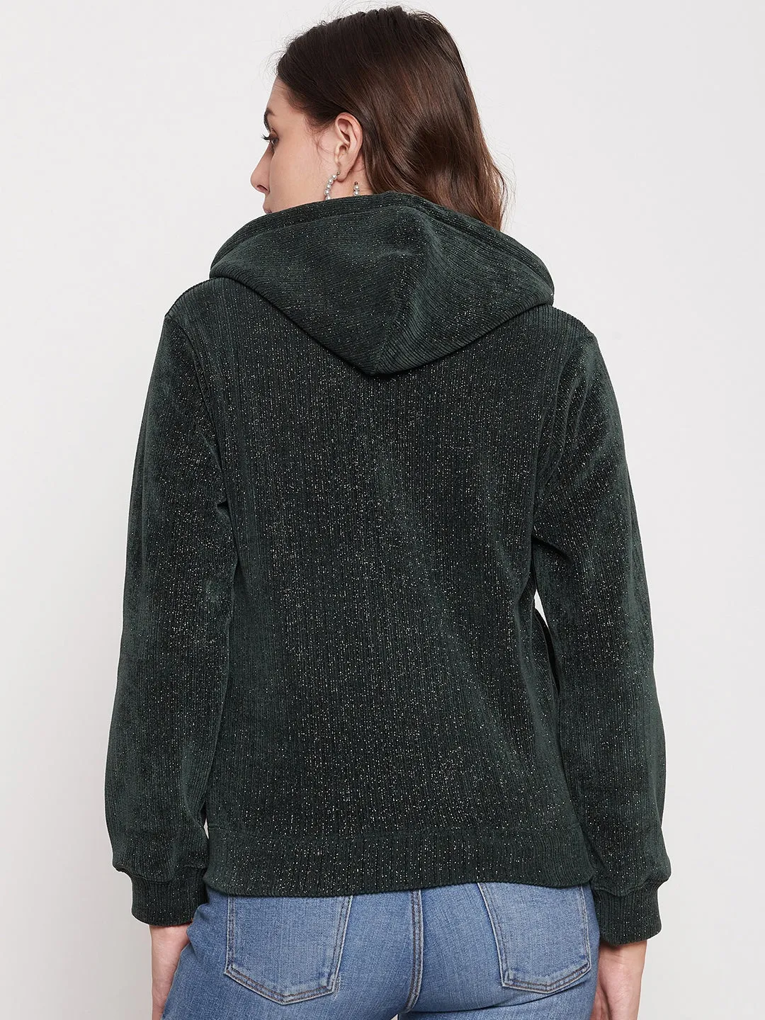 Madame Shimmer Bottle Green Hooded Sweatshirt Outdoor Hoodie