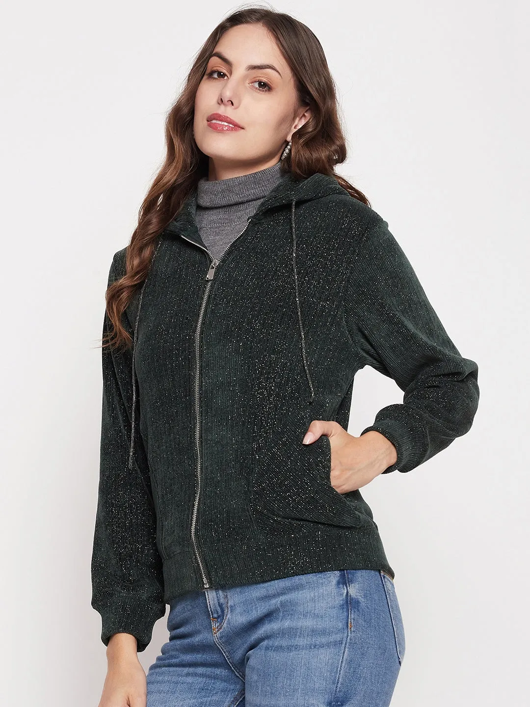 team wear Adult Size Madame Shimmer Bottle Green Hooded Sweatshirt