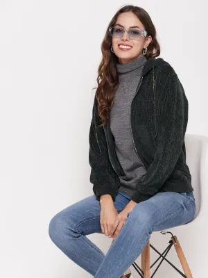 marbled fit for home Madame Shimmer Bottle Green Hooded Sweatshirt