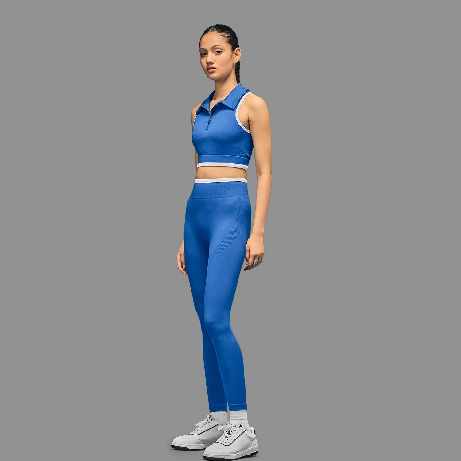 Limitless snatched Ribbed waistband jacquard pattern legging - ROYAL BLUE Four Way Maternity Wear