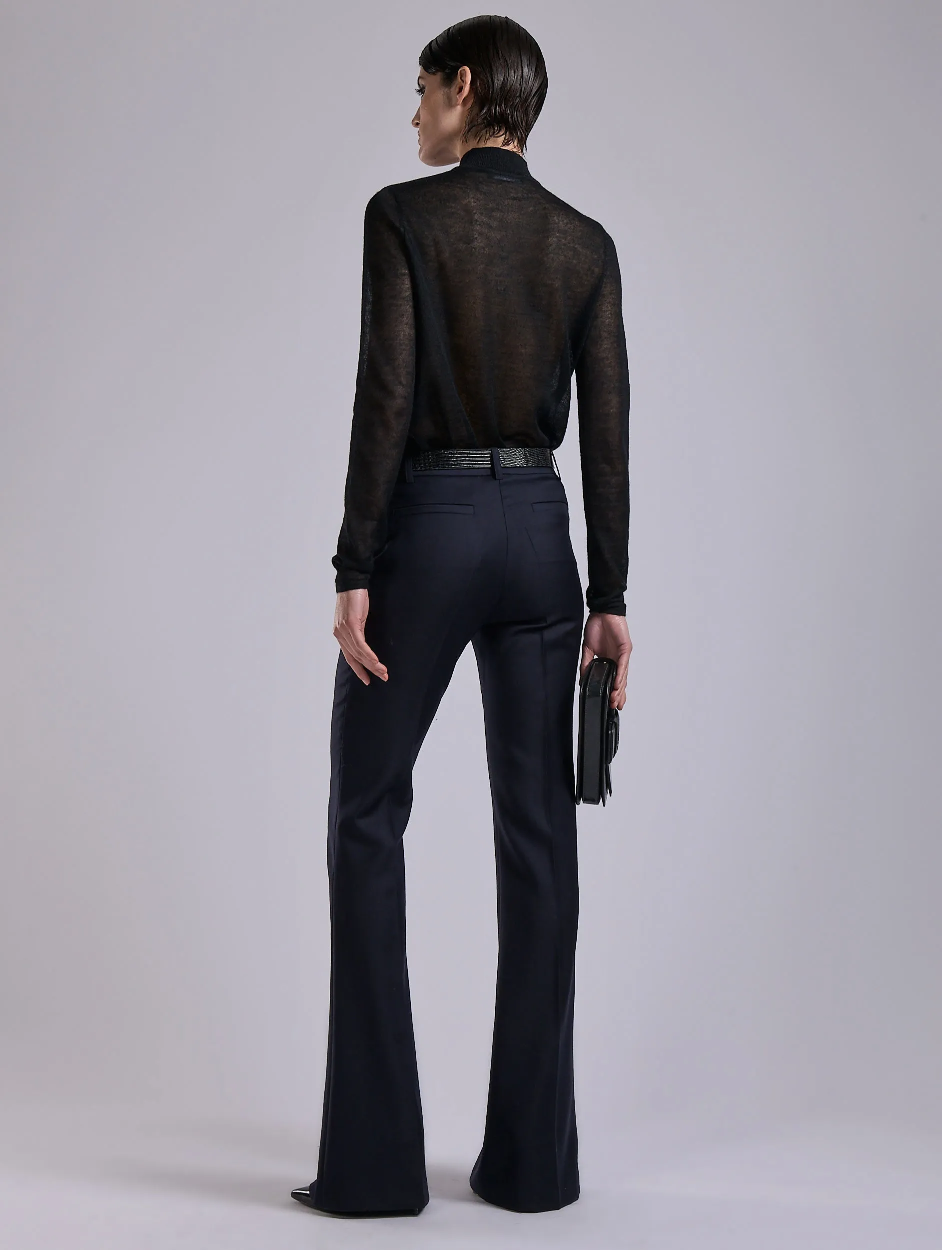 Seasonal Basic RegularFit Navy wool and cashmere twill bootleg trousers