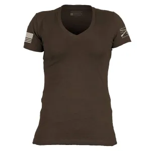 Basic T-Shirt Women's V-Neck - Heather Brown Relaxed and Comfy Light Design