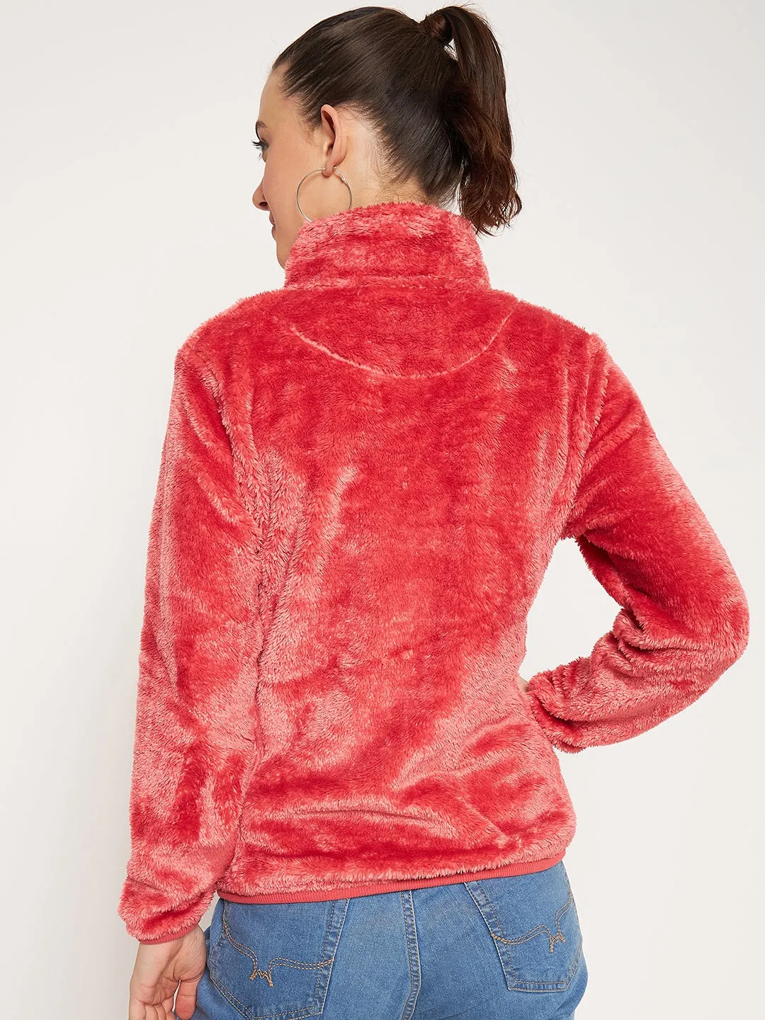 goes with skirts Madame Light Pink High Neck Sweatshirt