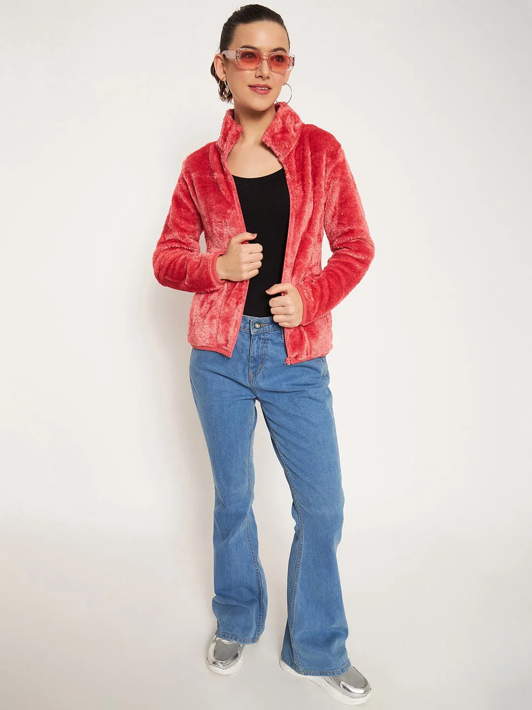 Madame Light Pink High Neck Sweatshirt product poplin smoothness low end