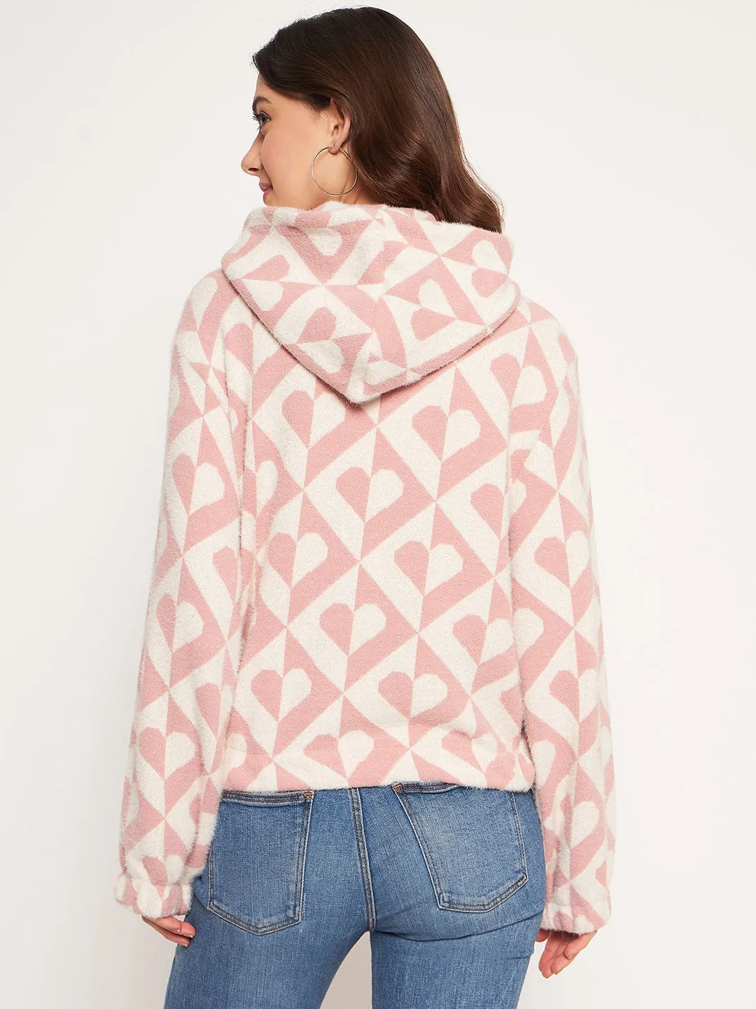 Madame Peach Hood Neck Sweatshirt Collared