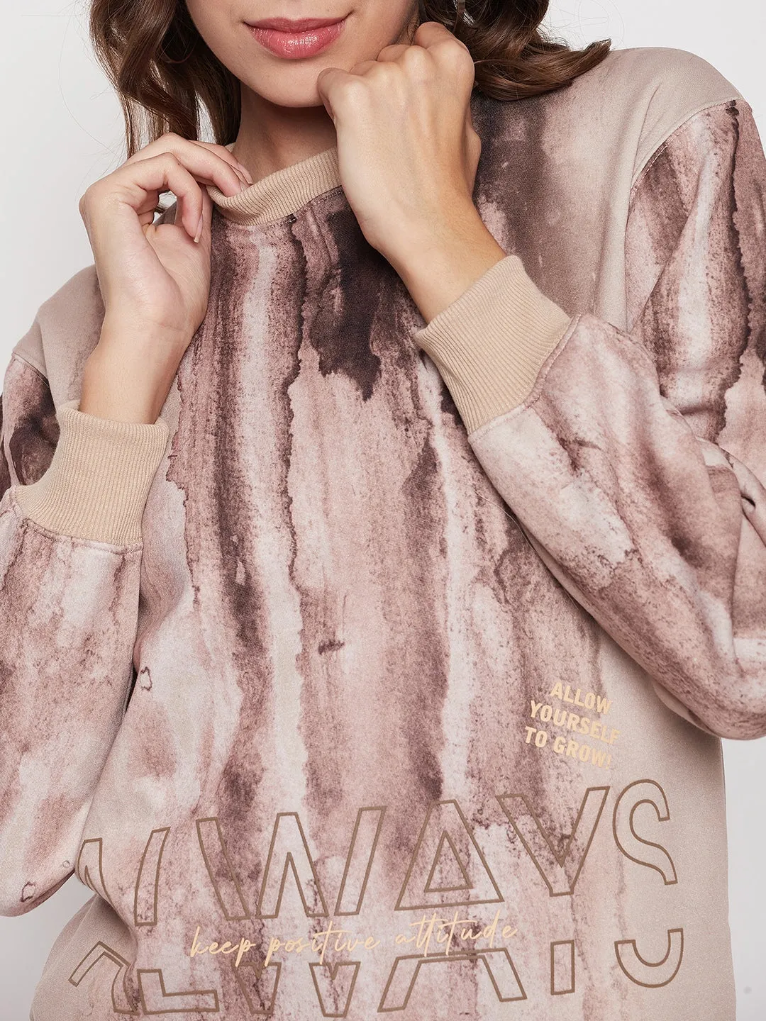 Madame Beige Tie-Dye Sweatshirt Trendy Fashion