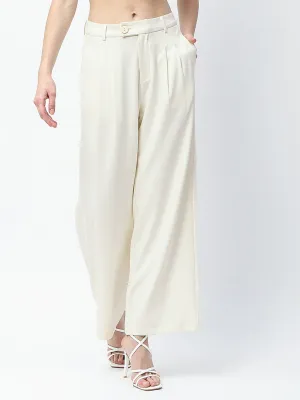 Performance Wear Madame Pleat Detailed Off White Gurkha Trousers
