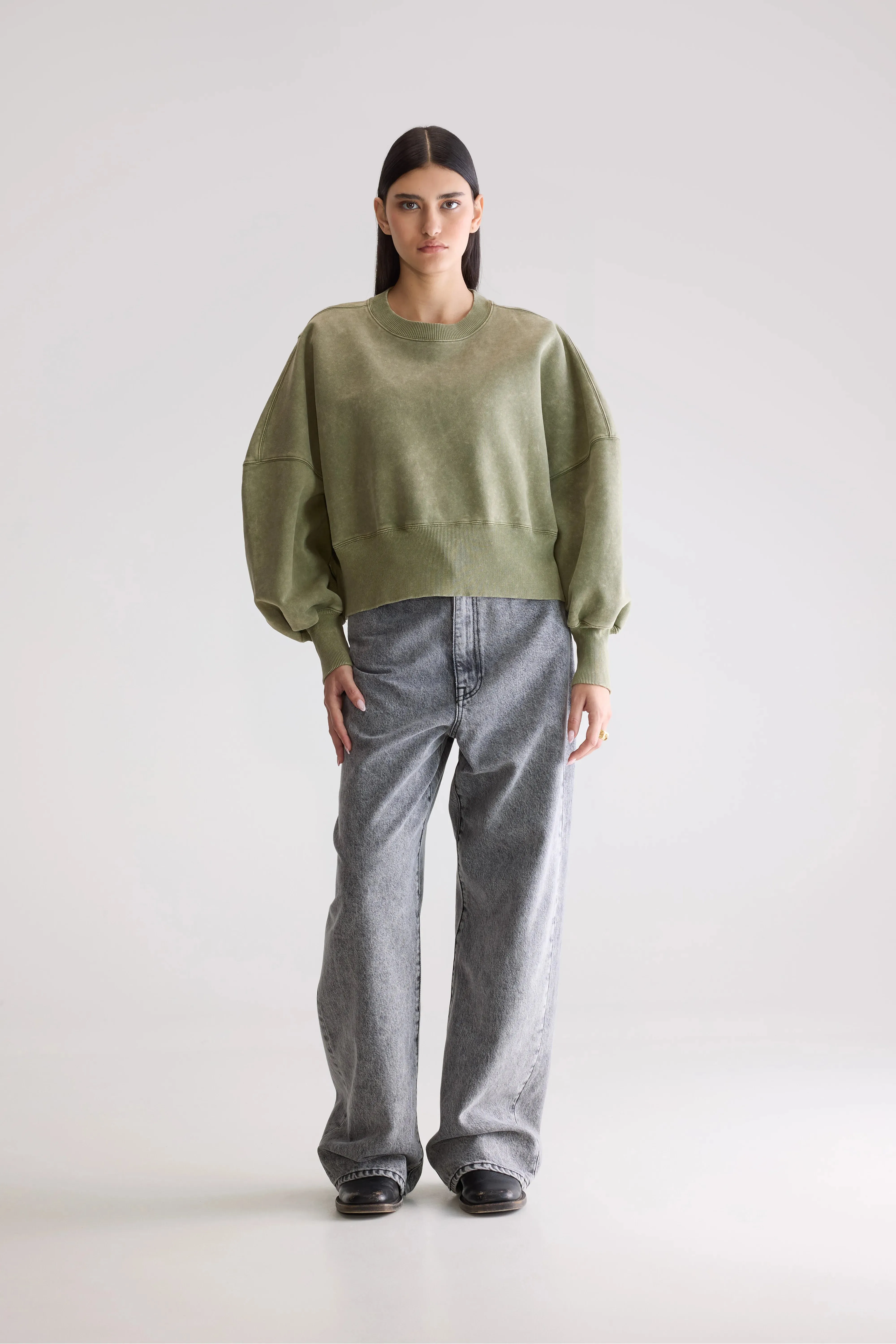 product animal print wildness Layered Style Salva cropped sweatshirt (252 / W / ARMY)