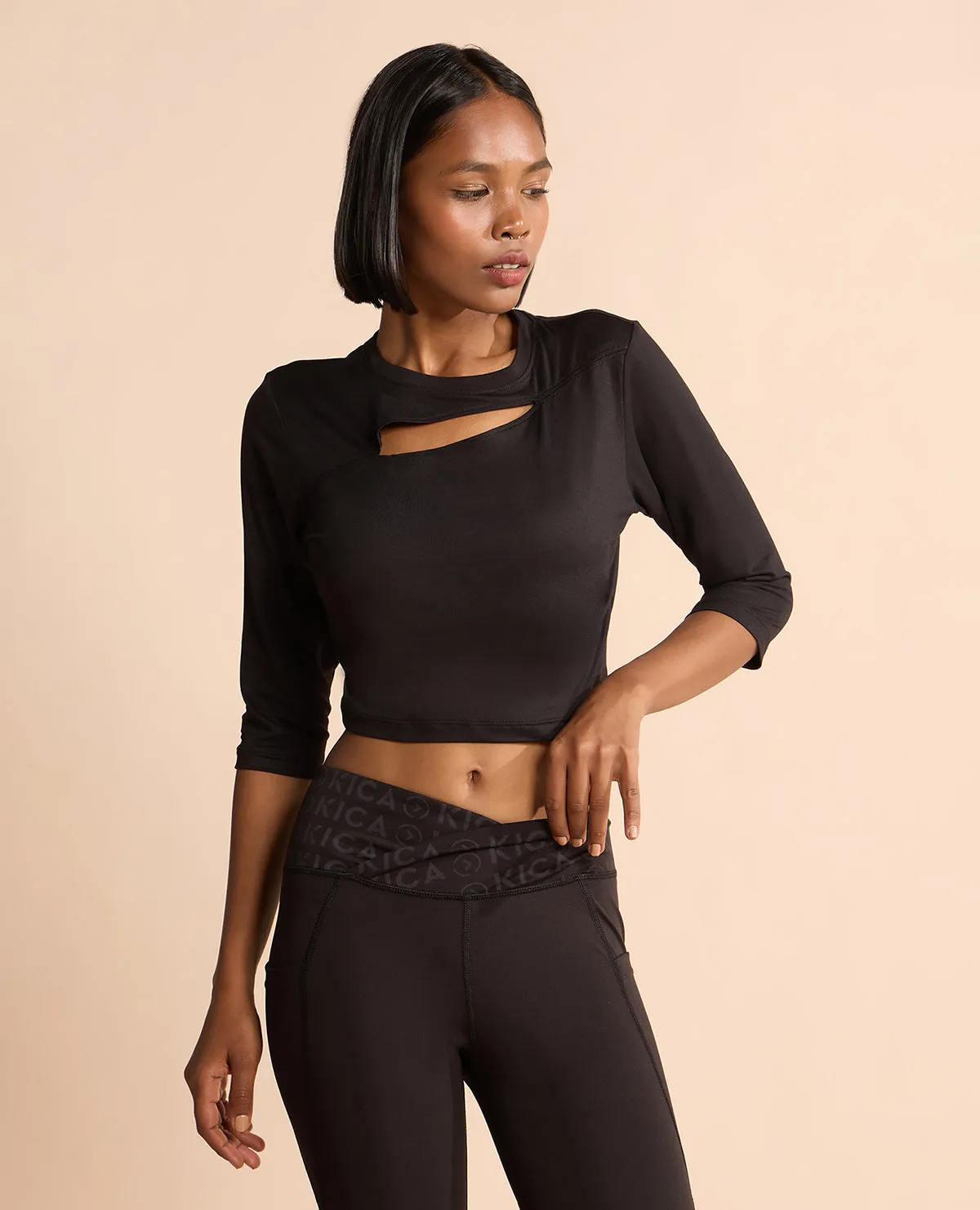 Gym Feather Feel Crop Top Black Sun Protection Classic Outfit