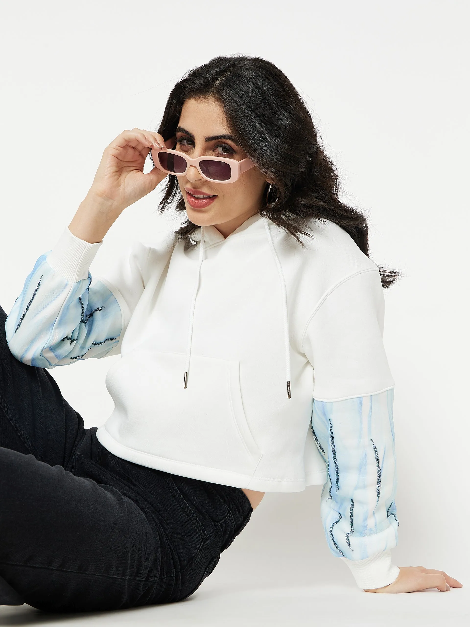 product recommendation Core Style Madame White Solid Hood Neck Sweatshirt