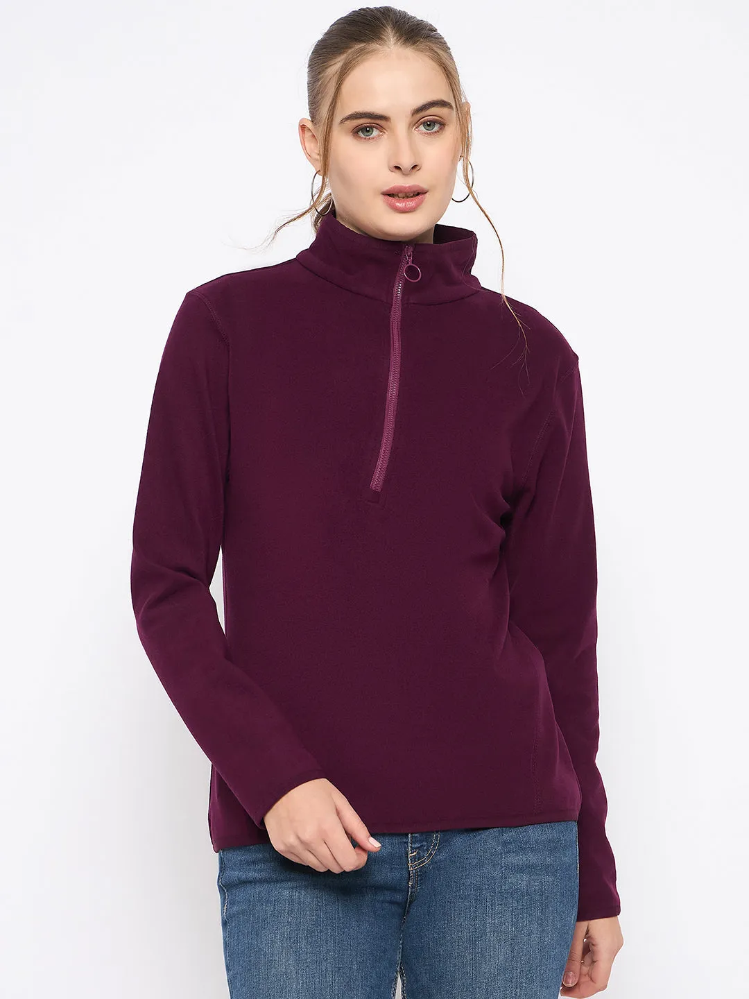 Madame Polar Fleece Half-Zipper Mulberry Sweatshirt Cozy Street