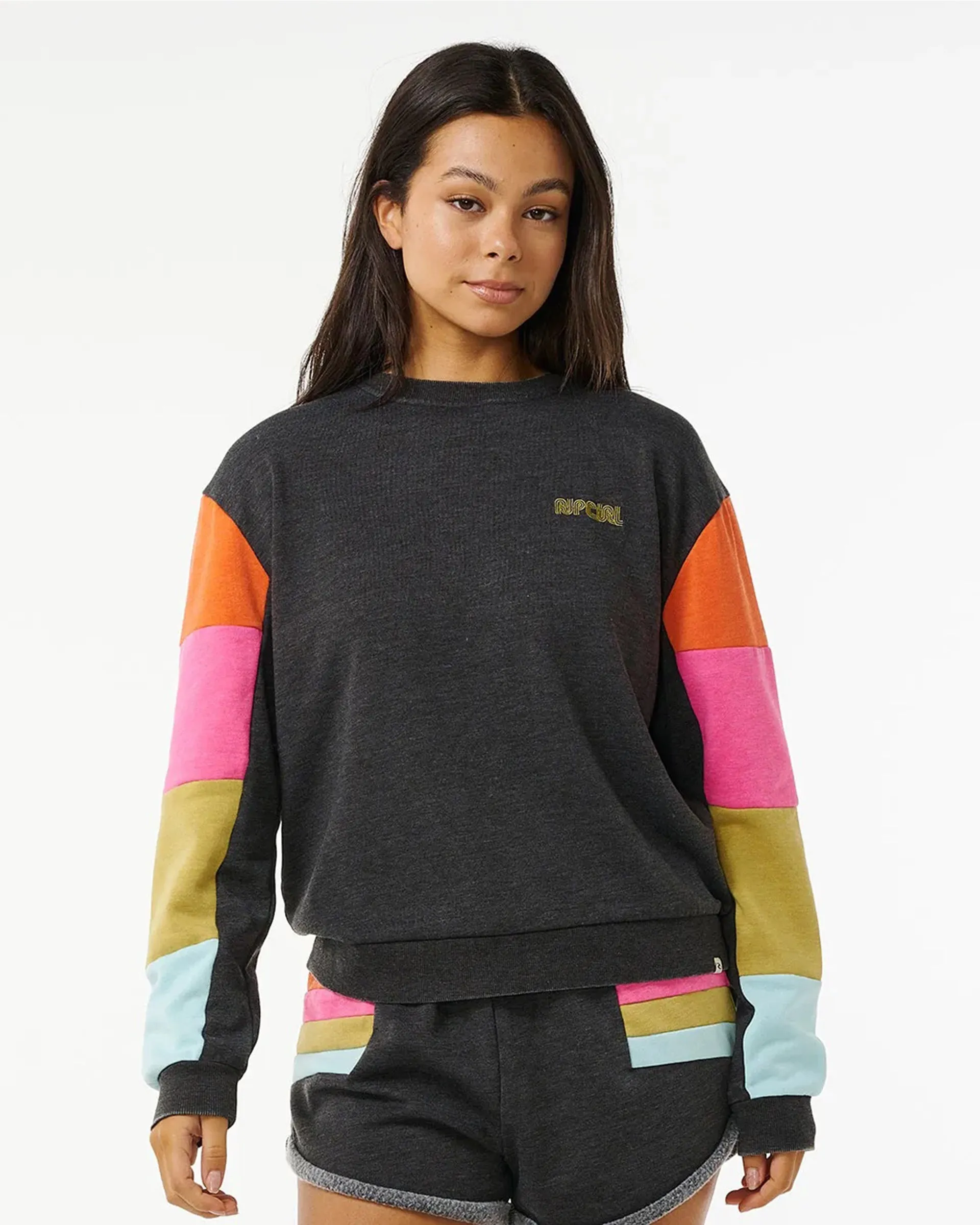 Trendy Fashion Surf Revival Cut And Sew Crewneck