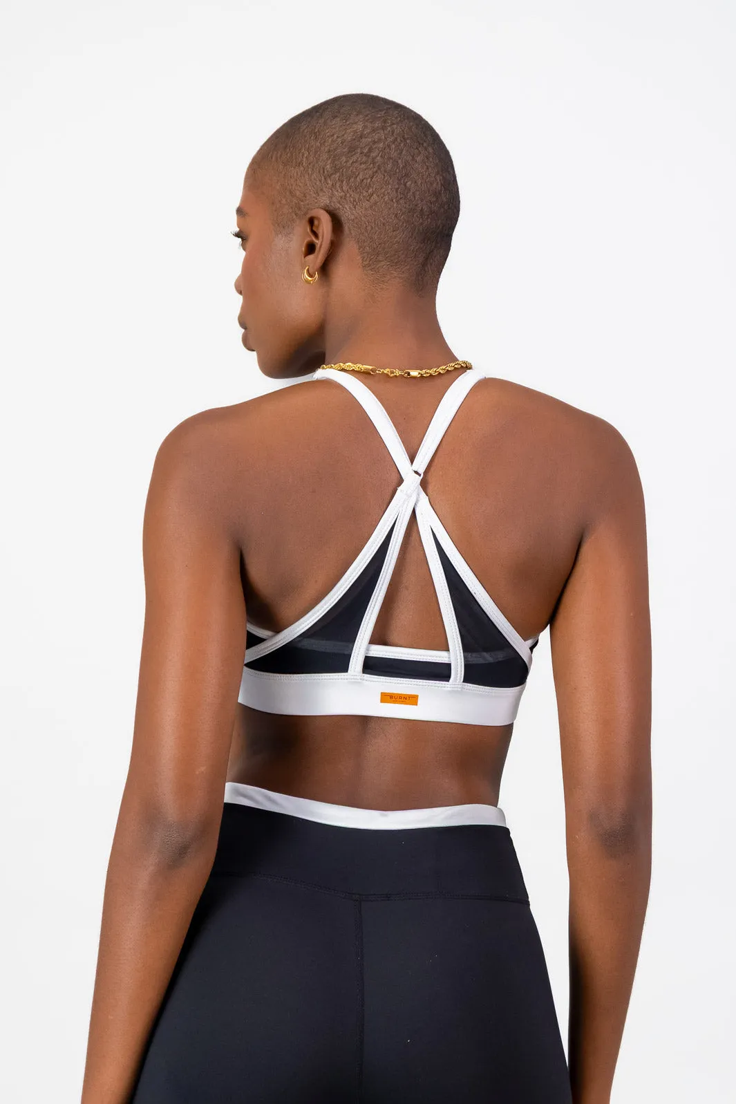 Soleil Sports Bra Cap-sleeved seams Cross Strap Support