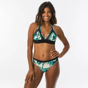 Ergonomic Contour Design Top bikini Mujer deportivo escote V verde negro tropical