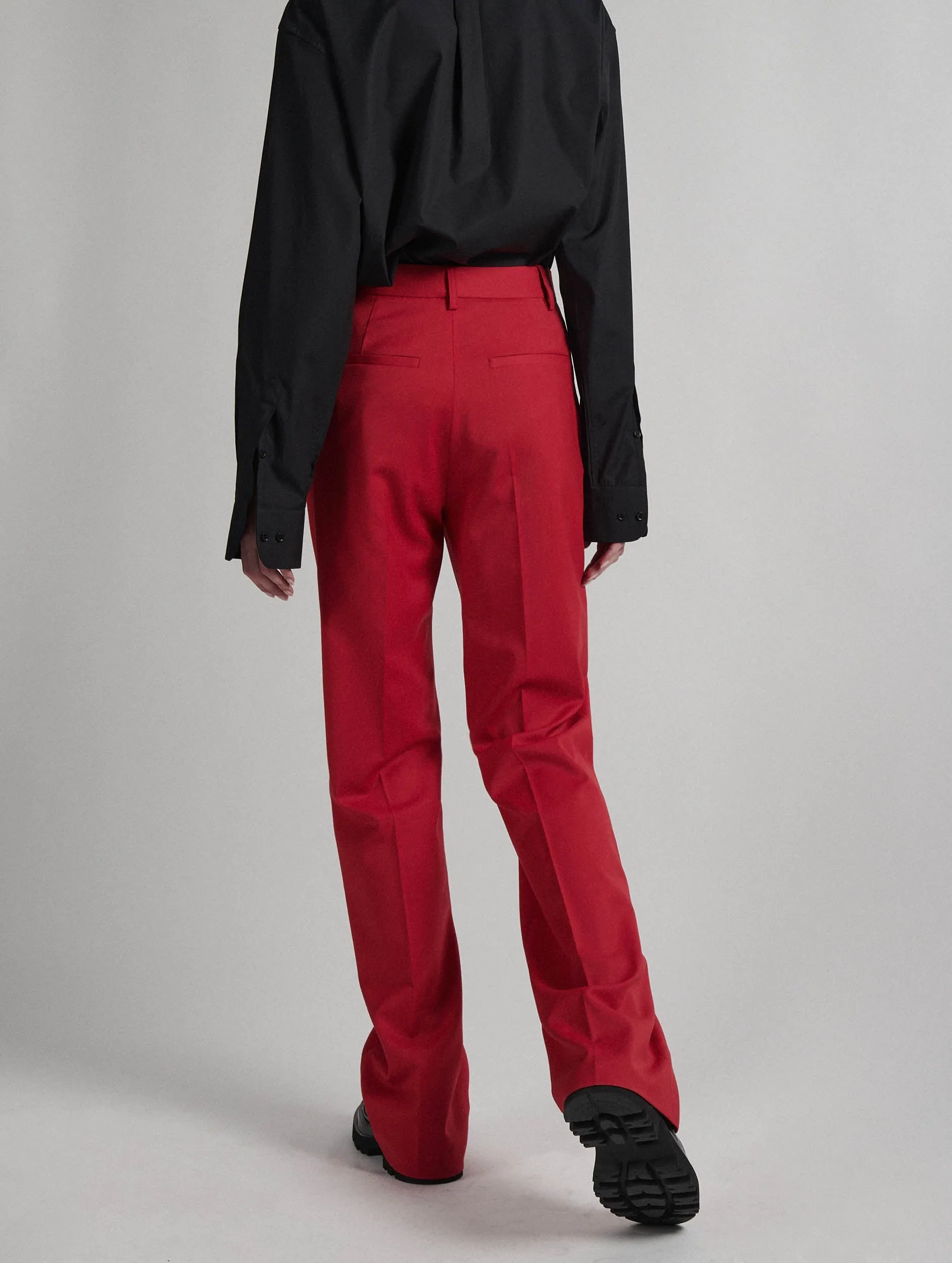 Red wool gabardine high-waisted suit trousers Core Ease Move Easy
