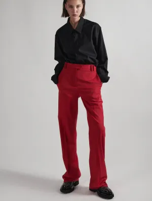 Smart Style Flattering Shape Red wool gabardine high-waisted suit trousers