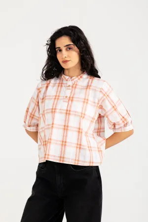 Stylish Layer Princess Glow CHECKERED CROPPED TOP