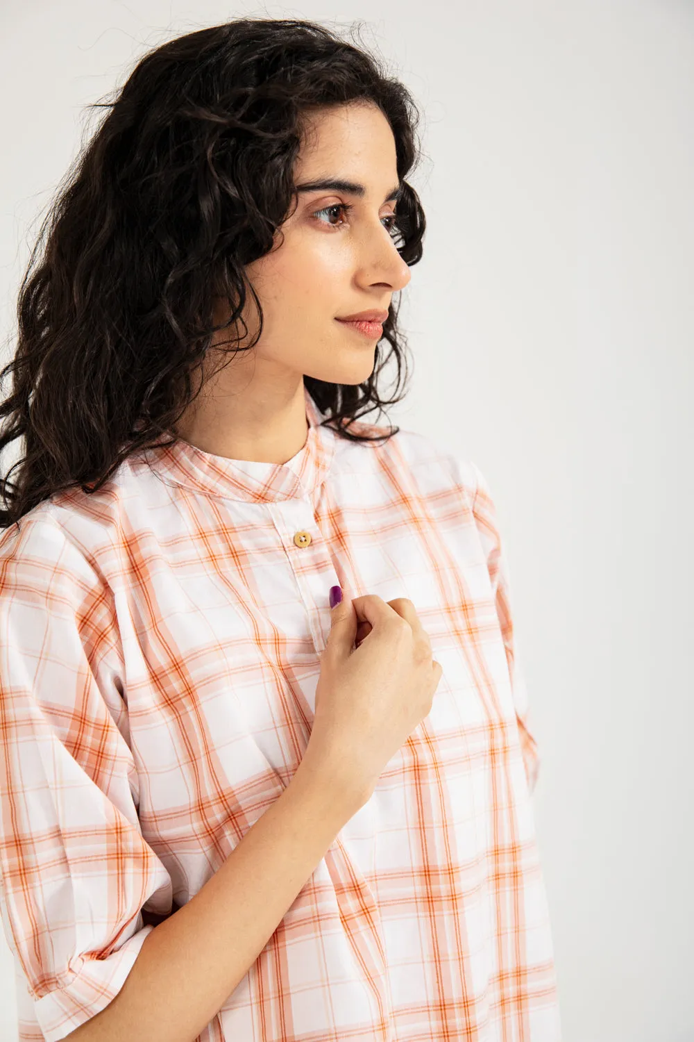 CHECKERED CROPPED TOP Light Fabric