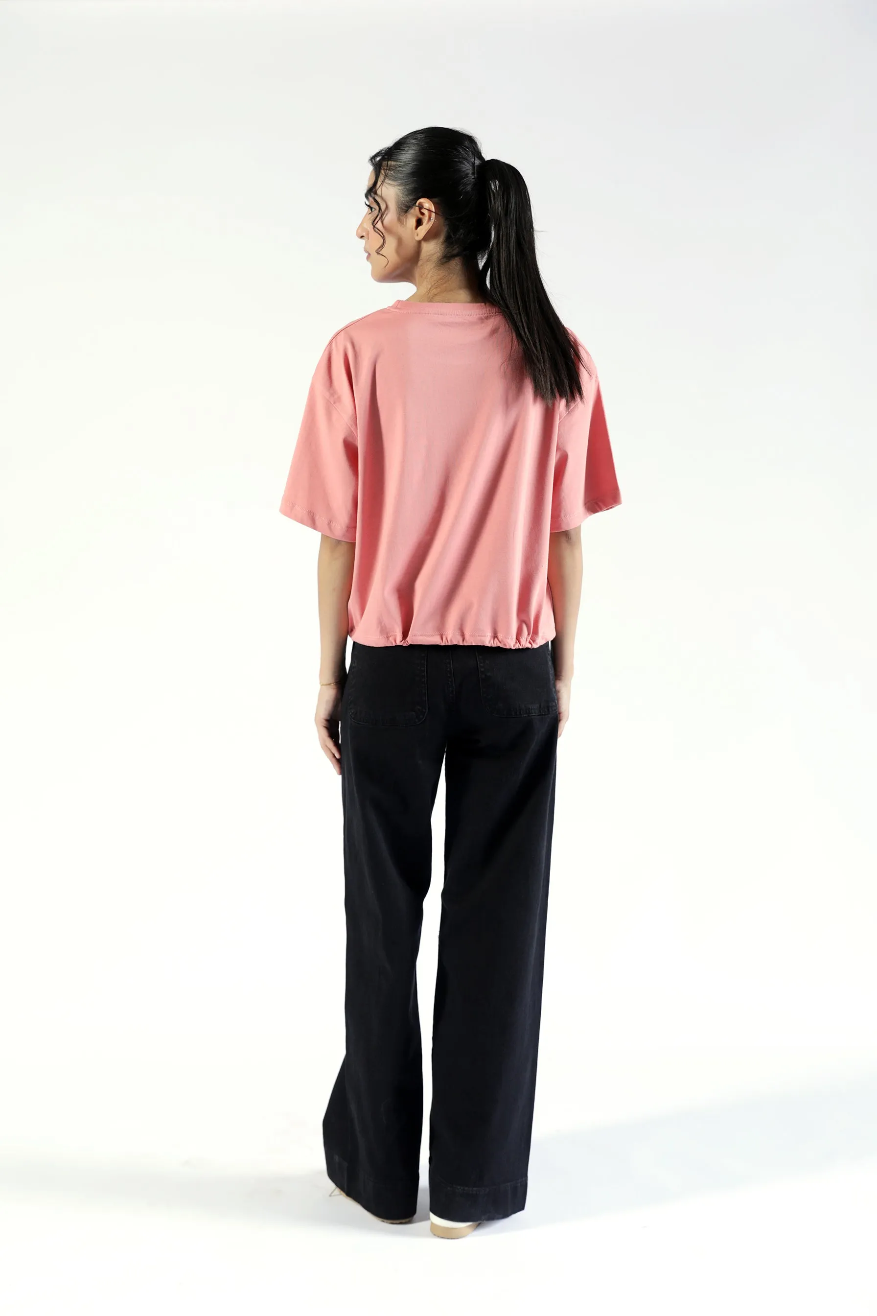 AbrasionResistant Fabric Classic Mode CROPPED TEE WITH HEM DETAILS