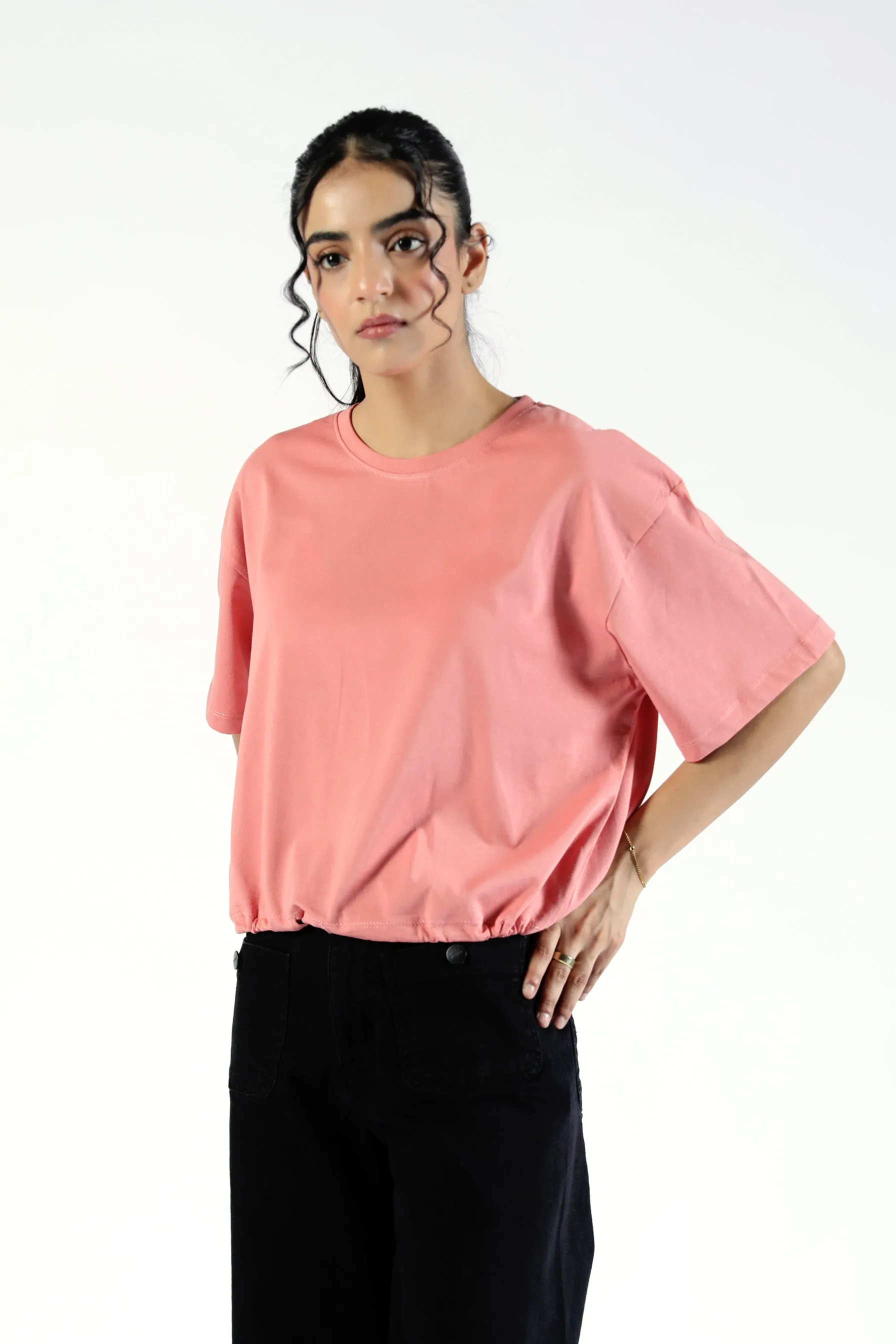 CROPPED TEE WITH HEM DETAILS HypoallergenicMaterial