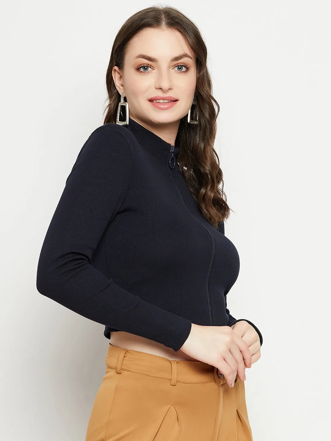 Baby Soft Balance Core Madame Dark Navy Ribbed Crop Top
