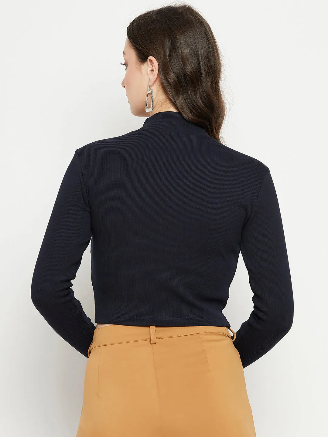 Activewear Madame Dark Navy Ribbed Crop Top