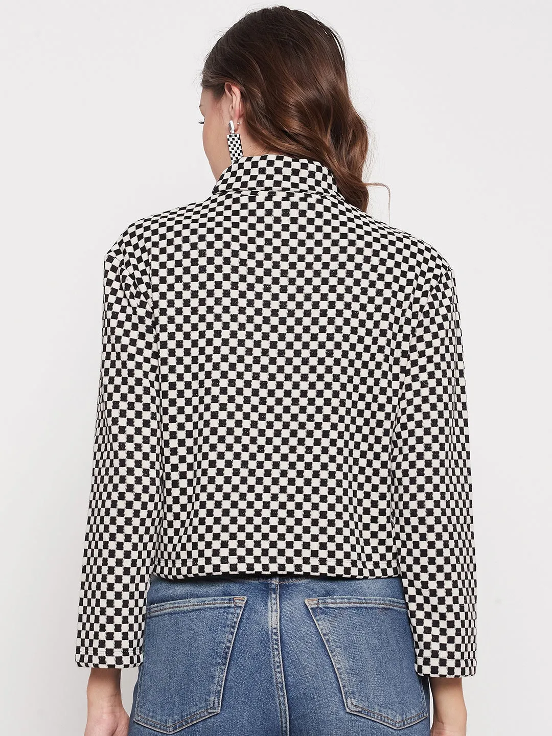 Madame Black Chess Print Turtleneck Top RipstopFabric Stream Fit