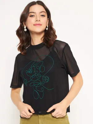Fashion Layers Breezy Comfort Madame Black Disney Print Top
