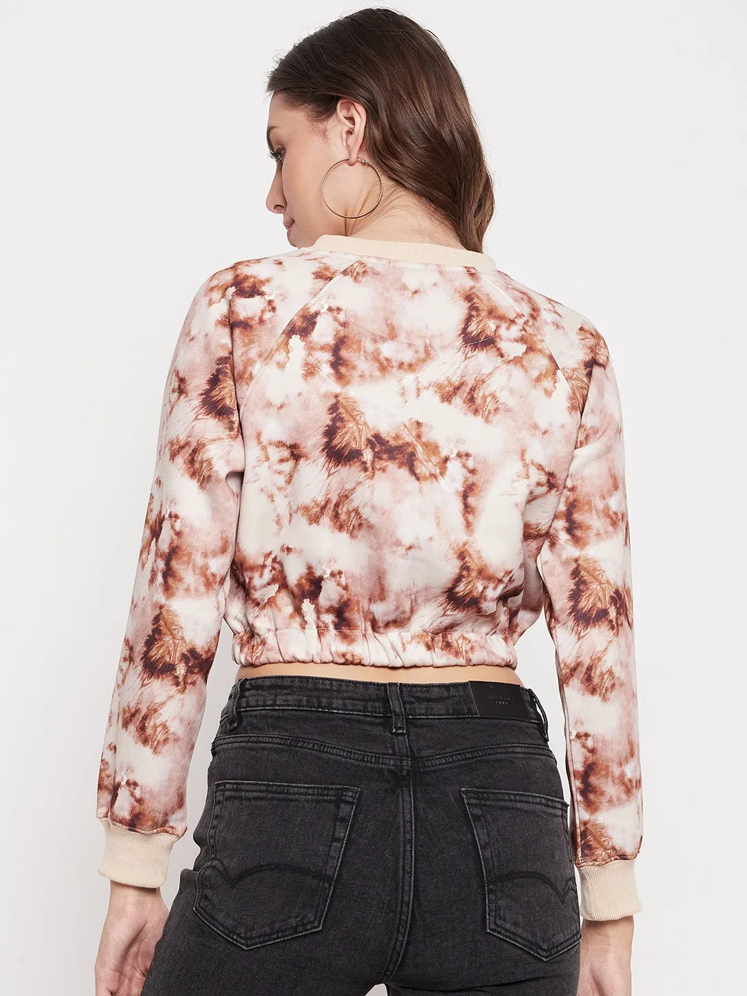 Madame Coffee Tie Dye Crop Sweatshirt Loose Fit