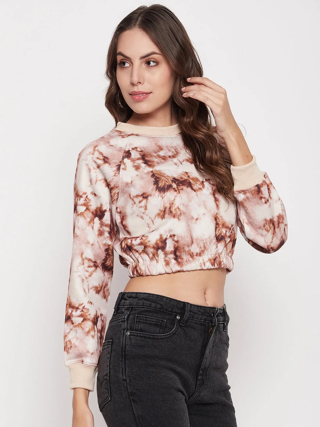 product camping suitability Travel Essential Madame Coffee Tie Dye Crop Sweatshirt