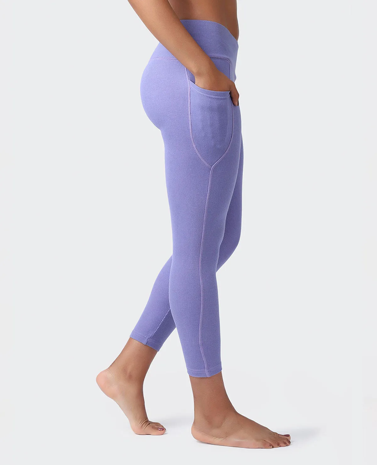 Ribbed Criss Cross Leggings Very Peri Winter Sports Mesh Panel