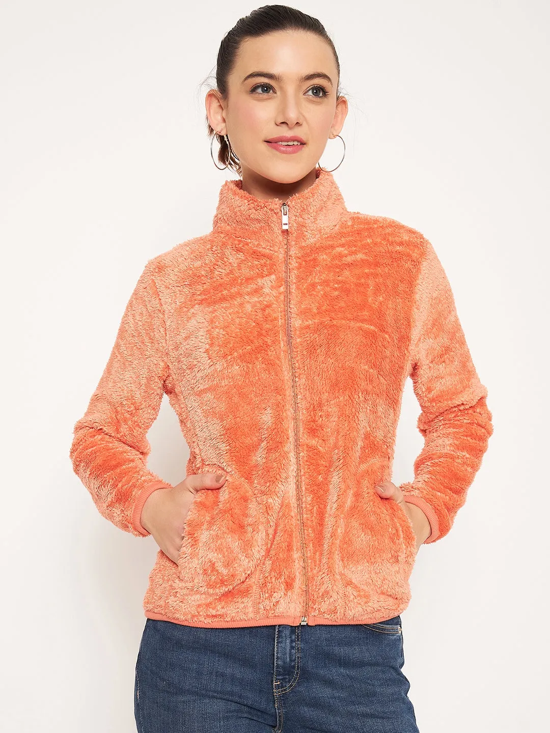 product mountain adventure spirit Comfy Layering Madame Light Orange High Neck Sweatshirt