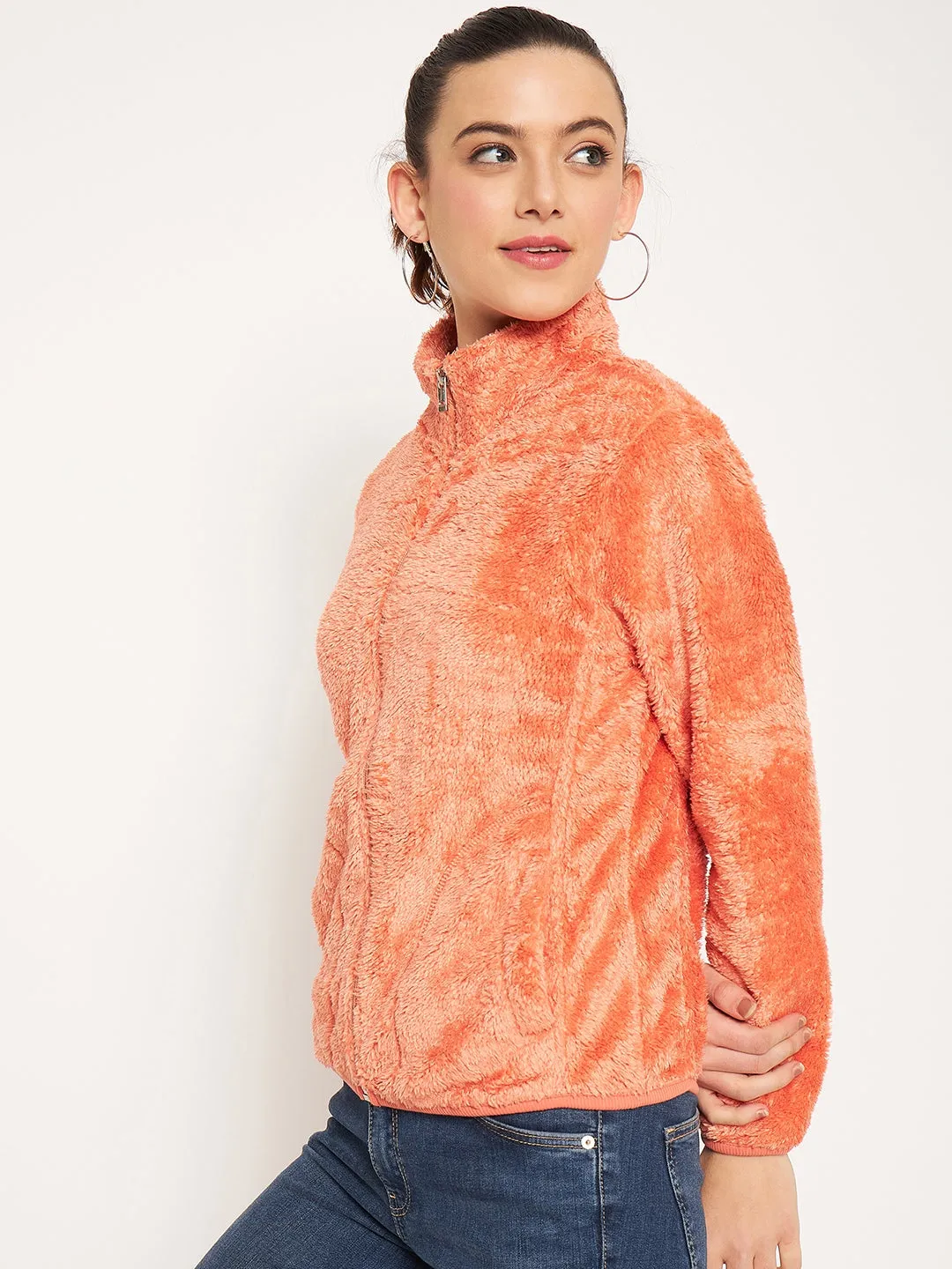 Madame Light Orange High Neck Sweatshirt Timeless Chic