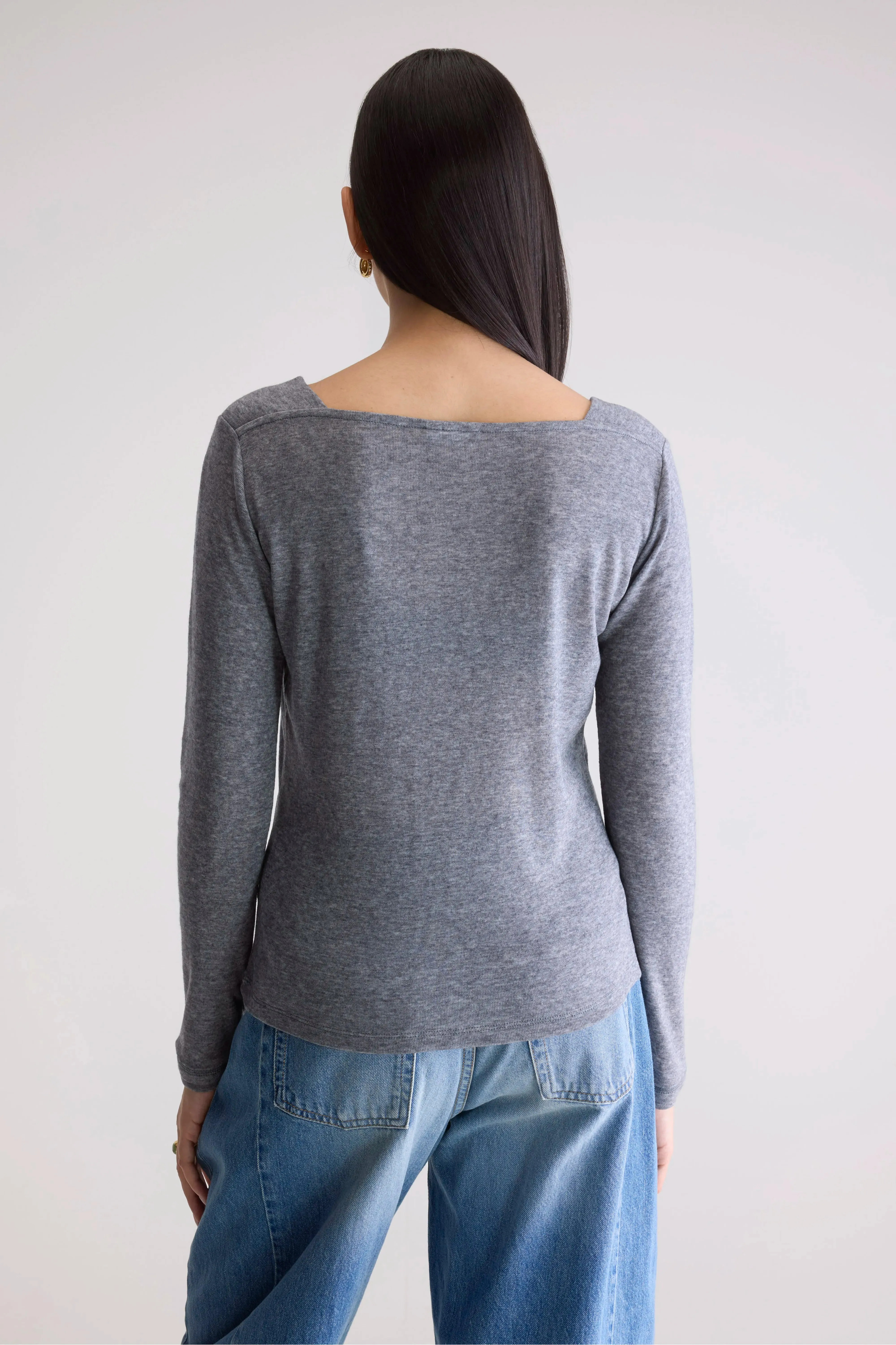 Veras fitted t-shirt (252 / W / H. GREY) Scoop neck femininity